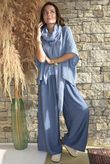 Basso Shirring Wide Leg Pant Airforce